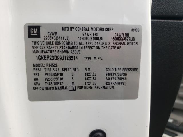 Photo 10 from auction – 2009 GMC ACADIA SLT with VIN 1GKER23D99J128514