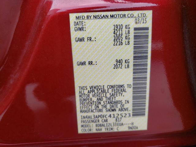 Photo 10 from auction – 2015 NISSAN ALTIMA 2.5 with VIN 1N4AL3AP0FC412523