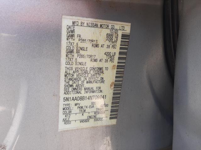 Photo 10 from auction – 2004 NISSAN ARMADA SE with VIN 5N1AA08B14N709841
