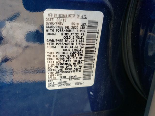Photo 10 from auction – 2015 INFINITI QX70 with VIN JN8CS1MW3FM483792