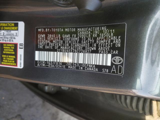 Photo 10 from auction – 2011 TOYOTA COROLLA BA with VIN 2T1BU4EE7BC726827
