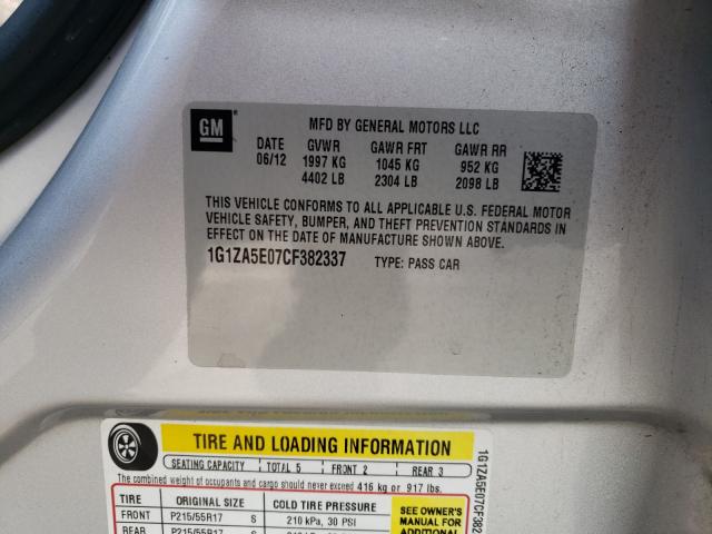 Photo 10 from auction – 2012 CHEVROLET MALIBU LS with VIN 1G1ZA5E07CF382337