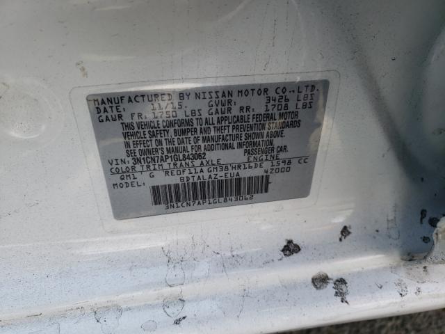 Photo 10 from auction – 2016 NISSAN VERSA S with VIN 3N1CN7AP1GL843062