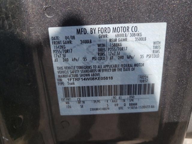 Photo 10 from auction – 2008 FORD F150 with VIN 1FTRF14W08KE05818
