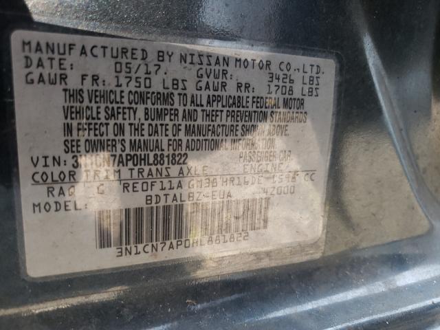 Photo 10 from auction – 2017 NISSAN VERSA S with VIN 3N1CN7AP0HL881822