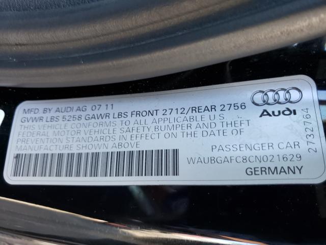 Photo 10 from auction – 2012 AUDI A6 with VIN WAUBGAFC8CN021629