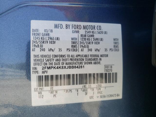 Photo 10 from auction – 2018 FORD EDGE TITAN with VIN 2FMPK4K8XJBB84281