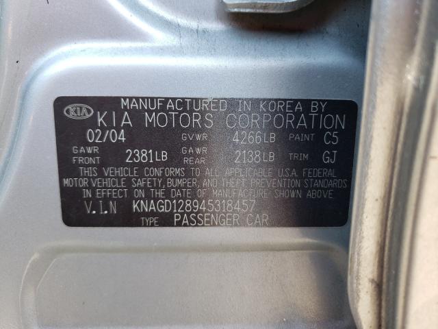 Photo 10 from auction – 2004 KIA OPTIMA LX with VIN KNAGD128945318457