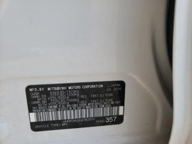 Photo 10 from auction – 2016 MITSUBISHI OUTLANDER with VIN JA4AP3AU0GZ062503