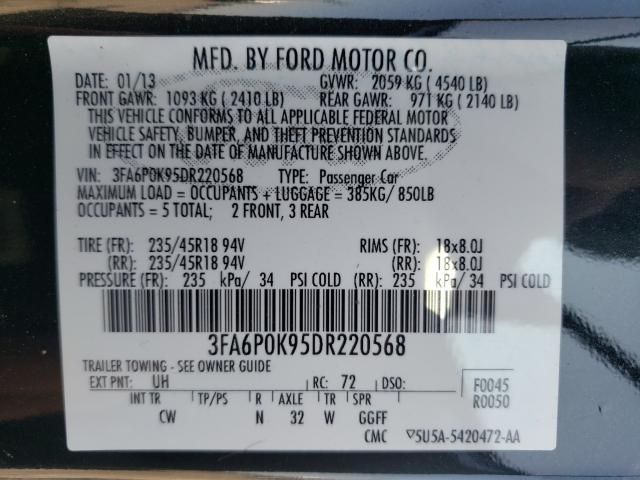 Photo 10 from auction – 2013 FORD FUSION TIT with VIN 3FA6P0K95DR220568