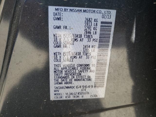 Photo 10 from auction – 2013 NISSAN PATHFINDER with VIN 5N1AR2MN4DC649649