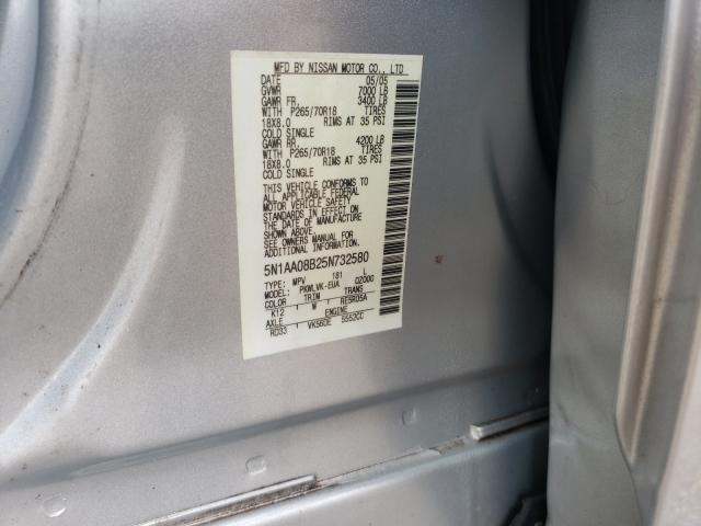 Photo 10 from auction – 2005 NISSAN ARMADA SE with VIN 5N1AA08B25N732580