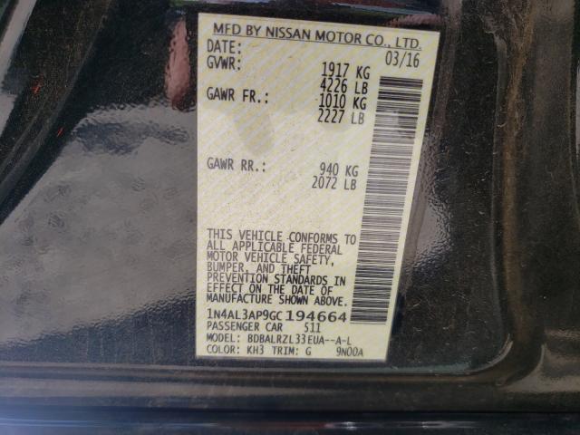 Photo 10 from auction – 2016 NISSAN ALTIMA 2.5 with VIN 1N4AL3AP9GC194664