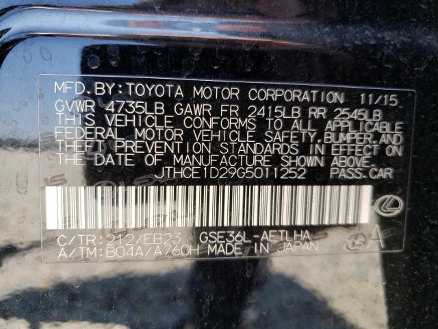 Photo 10 from auction – 2016 LEXUS IS 350 with VIN JTHCE1D29G5011252