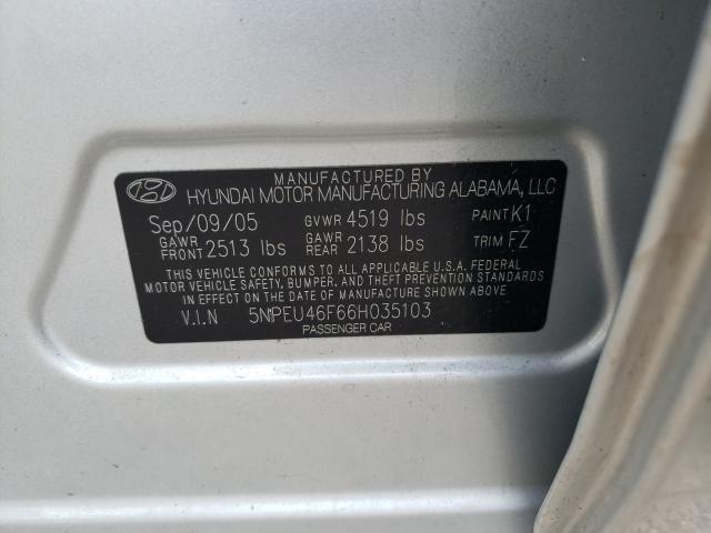 Photo 10 from auction – 2006 HYUNDAI SONATA GLS with VIN 5NPEU46F66H035103