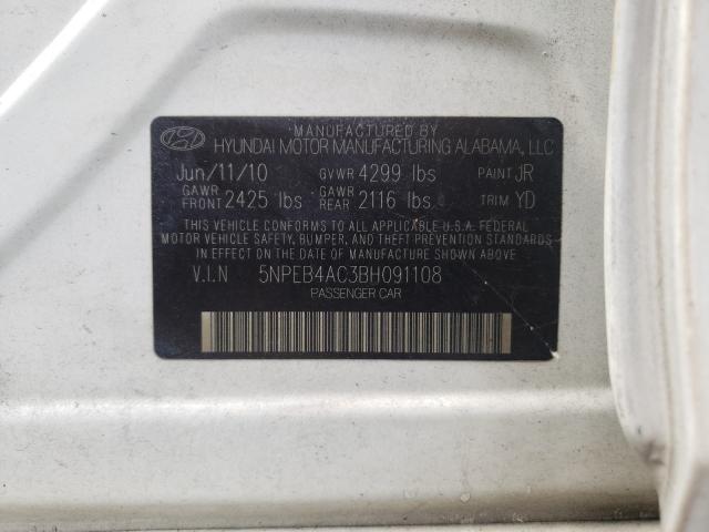 Photo 10 from auction – 2011 HYUNDAI SONATA GLS with VIN 5NPEB4AC3BH091108