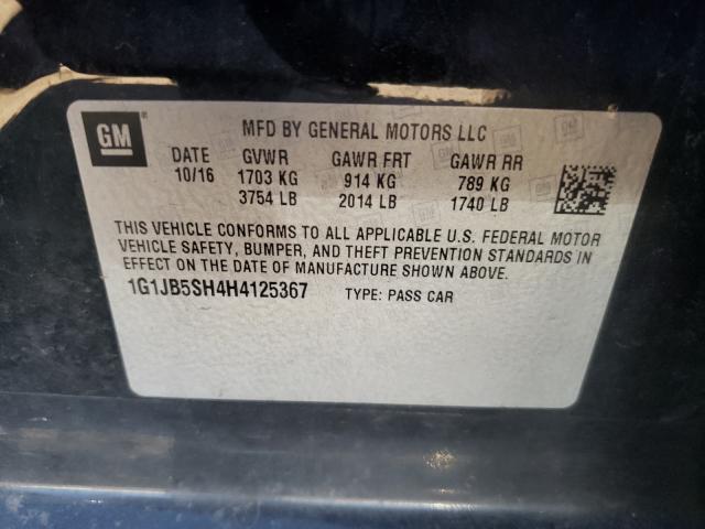 Photo 10 from auction – 2017 CHEVROLET SONIC LS with VIN 1G1JB5SH4H4125367