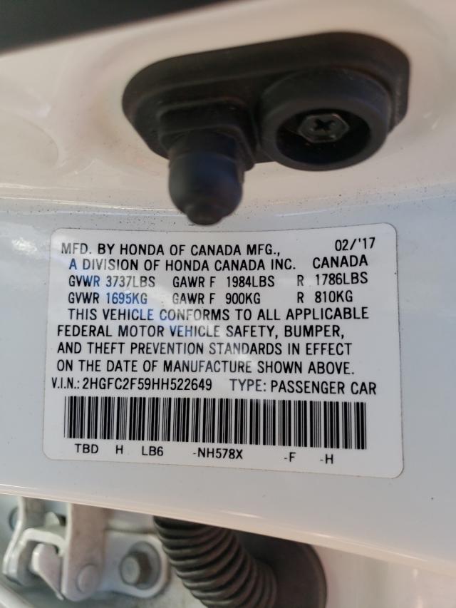 Photo 10 from auction – 2017 HONDA CIVIC LX with VIN 2HGFC2F59HH522649