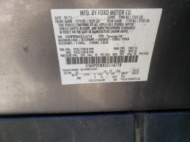 Photo 10 from auction – 2012 FORD TAURUS SEL with VIN 1FAHP2EWXCG116718
