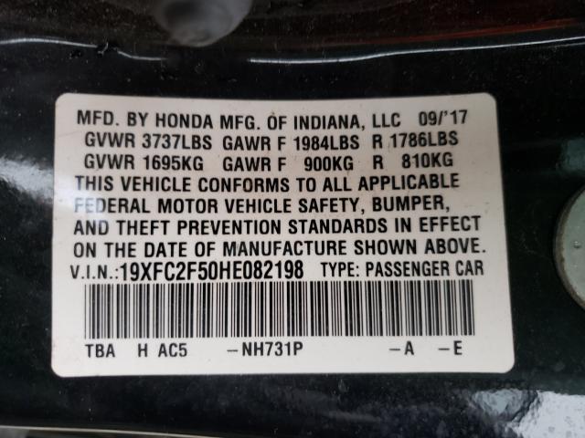 Photo 10 from auction – 2017 HONDA CIVIC LX with VIN 19XFC2F50HE082198