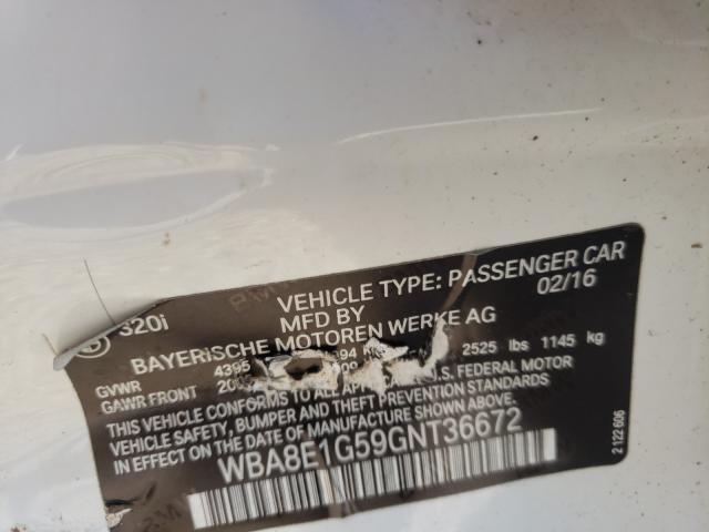 Photo 10 from auction – 2016 BMW 320 I with VIN WBA8E1G59GNT36672