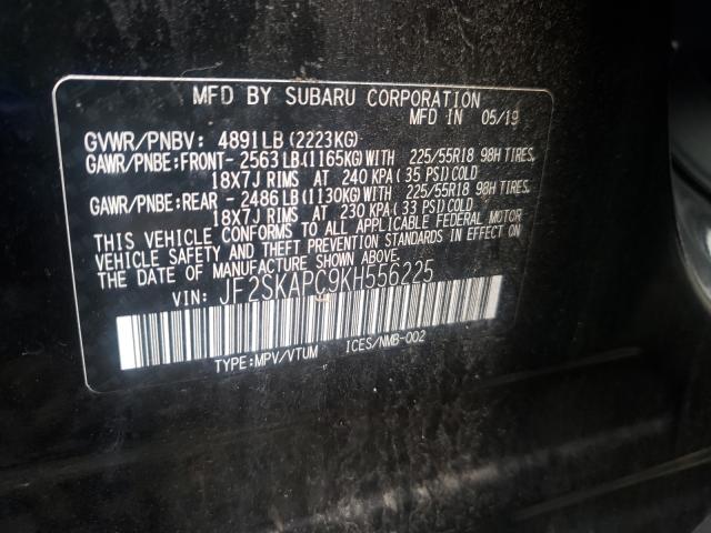 Photo 10 from auction – 2019 SUBARU FORESTER S with VIN JF2SKAPC9KH556225