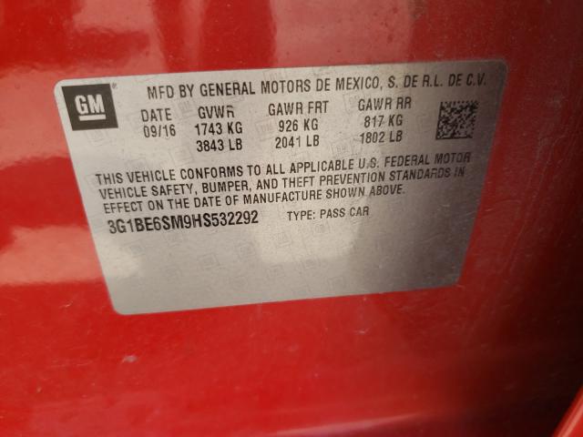 Photo 10 from auction – 2017 CHEVROLET CRUZE LT with VIN 3G1BE6SM9HS532292