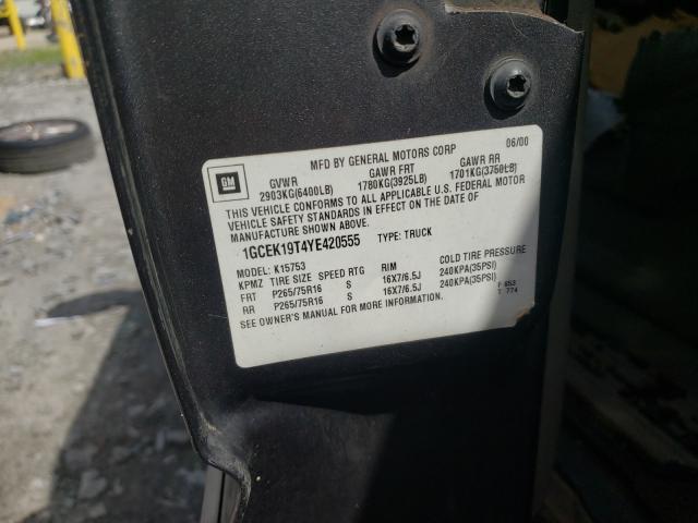 Photo 10 from auction – 2000 CHEVROLET SILVERADO with VIN 1GCEK19T4YE420555