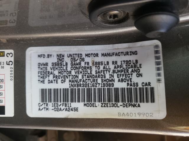 Photo 10 from auction – 2006 TOYOTA COROLLA CE with VIN 1NXBR32E16Z719389