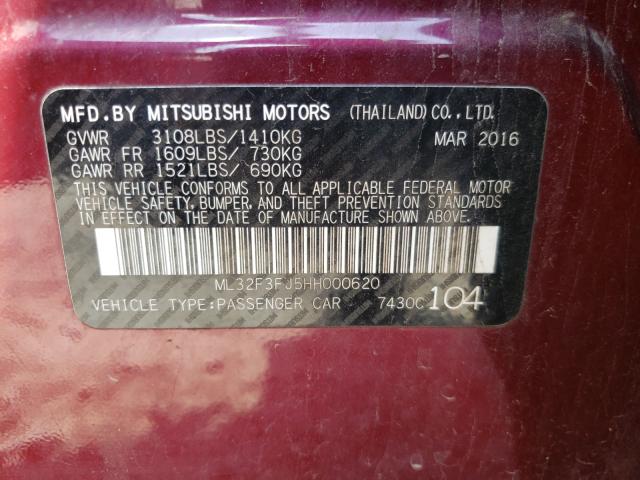 Photo 10 from auction – 2017 MITSUBISHI MIRAGE G4 with VIN ML32F3FJ5HH000620