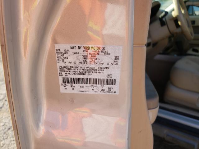 Photo 10 from auction – 2009 FORD ESCAPE XLT with VIN 1FMCU93G89KB11651