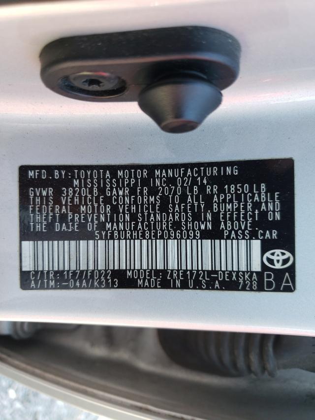 Photo 10 from auction – 2014 TOYOTA COROLLA L with VIN 5YFBURHE8EP096099