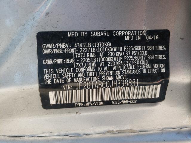 Photo 10 from auction – 2018 SUBARU CROSSTREK with VIN JF2GTABC0JH338831