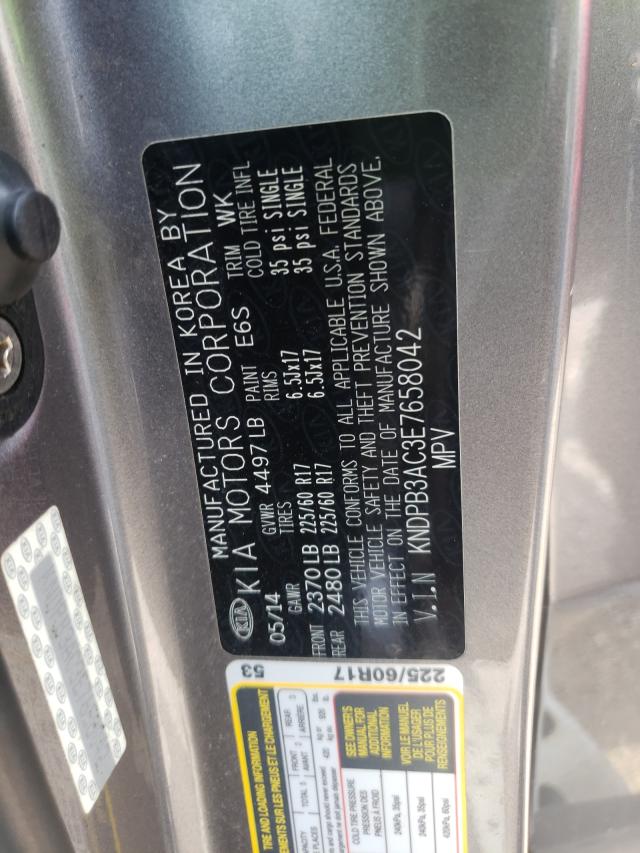 Photo 10 from auction – 2014 KIA SPORTAGE B with VIN KNDPB3AC3E7658042