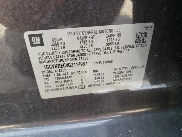 Photo 10 from auction – 2016 CHEVROLET SILVERADO with VIN 1GCVKREC4GZ114967