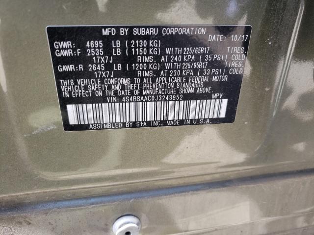 Photo 10 from auction – 2018 SUBARU OUTBACK 2. with VIN 4S4BSAAC0J3243952