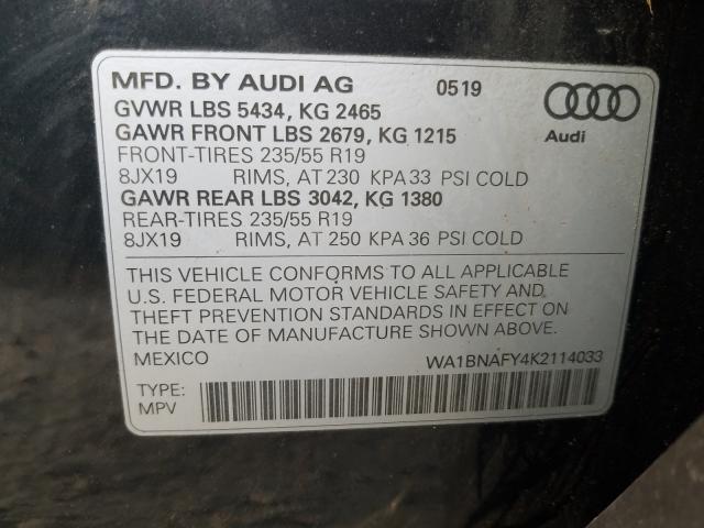 Photo 10 from auction – 2019 AUDI Q5 PREMIUM with VIN WA1BNAFY4K2114033