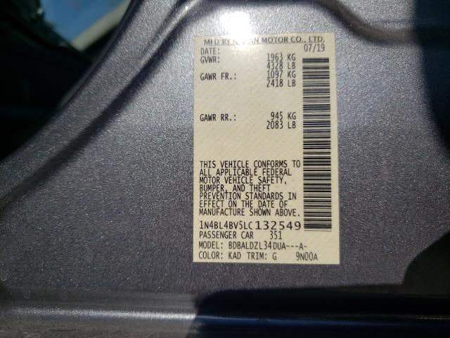 Photo 10 from auction – 2020 NISSAN ALTIMA S with VIN 1N4BL4BV5LC132549