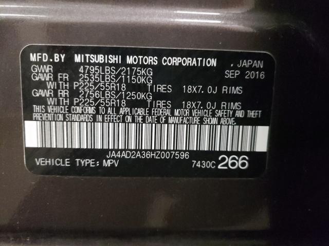 Photo 10 from auction – 2017 MITSUBISHI OUTLANDER with VIN JA4AD2A36HZ007596