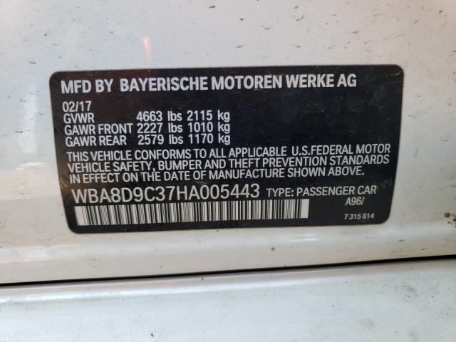 Photo 10 from auction – 2017 BMW 330 XI with VIN WBA8D9C37HA005443