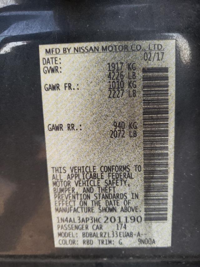 Photo 10 from auction – 2017 NISSAN ALTIMA 2.5 with VIN 1N4AL3AP3HC201190