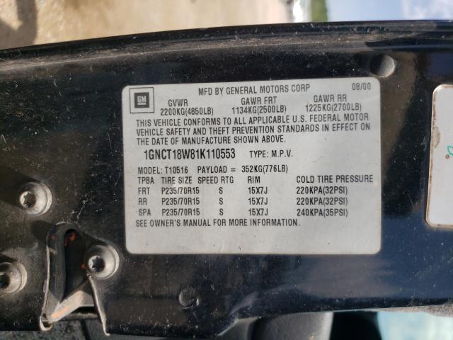 Photo 10 from auction – 2001 CHEVROLET BLAZER with VIN 1GNCT18W81K110553