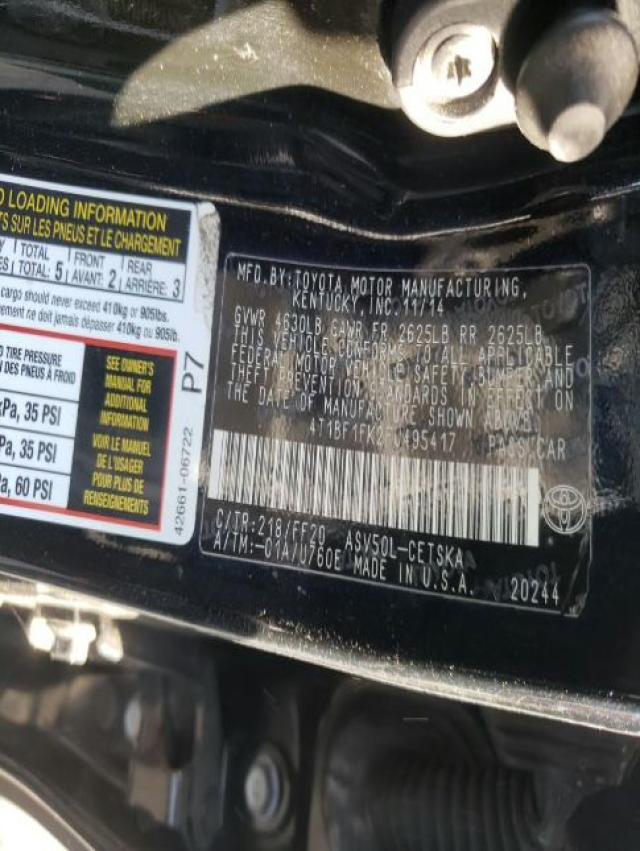 Photo 10 from auction – 2015 TOYOTA CAMRY LE with VIN 4T1BF1FK2FU495417