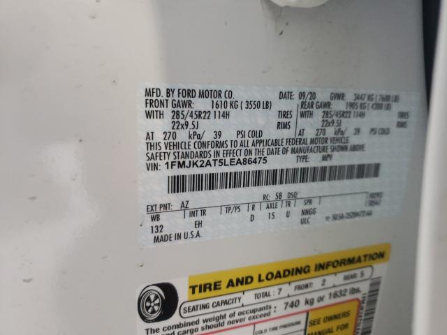 Photo 10 from auction – 2020 FORD EXPEDITION with VIN 1FMJK2AT5LEA86475