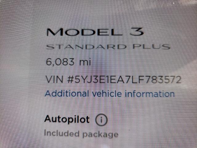 Photo 8 from auction – 2020 TESLA MODEL 3 with VIN 5YJ3E1EA7LF783572