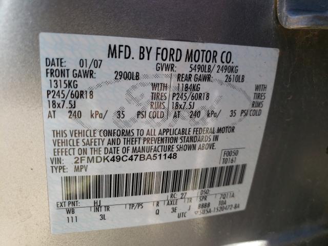 Photo 10 from auction – 2007 FORD EDGE SEL P with VIN 2FMDK49C47BA51148