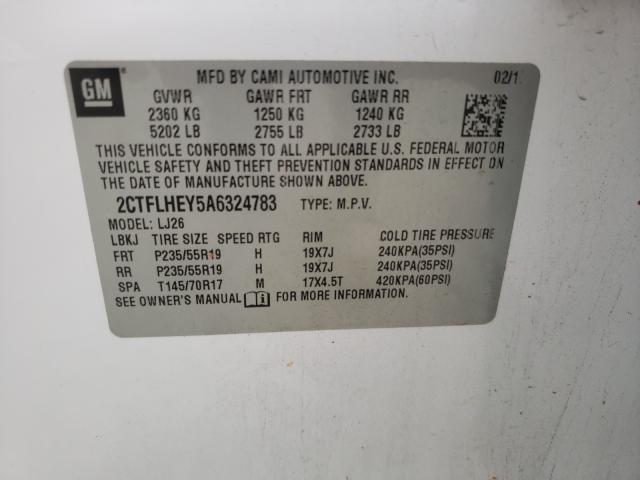 Photo 10 from auction – 2010 GMC TERRAIN SL with VIN 2CTFLHEY5A6324783