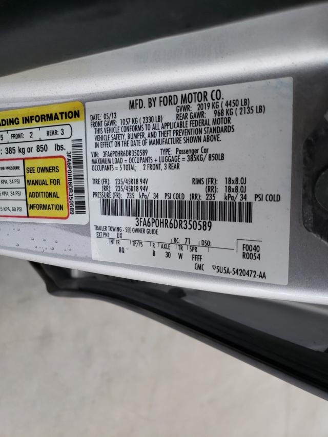 Photo 10 from auction – 2013 FORD FUSION SE with VIN 3FA6P0HR6DR350589