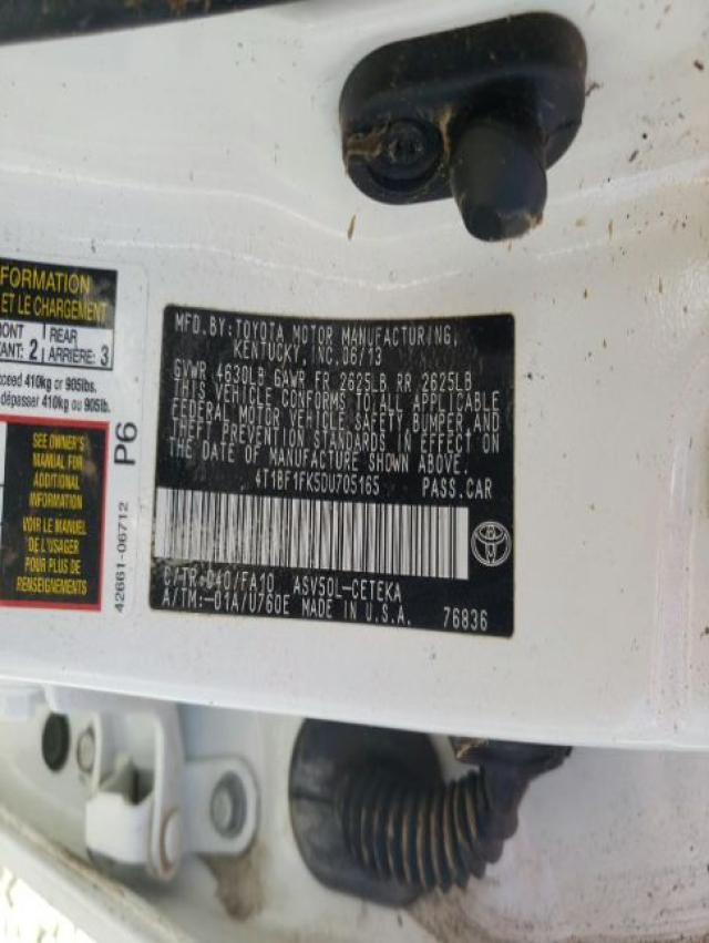 Photo 10 from auction – 2013 TOYOTA CAMRY L with VIN 4T1BF1FK5DU705165