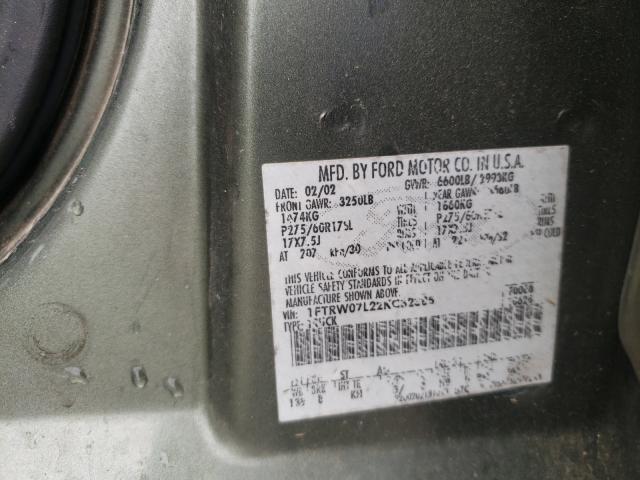 Photo 10 from auction – 2002 FORD F150 SUPER with VIN 1FTRW07L22KC32385